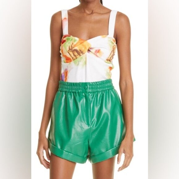 NWT ROTATE Fine Ribbed Abstract Floral Tank Kris Top Twist Detailing‎ Sz 42 / 10 - Picture 1 of 14